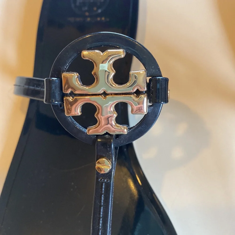 Tory Burch Mini Miller Flat Thong Perfect Black Size 11 - Picture 3 of 6